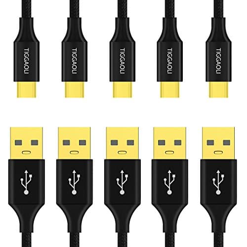 TINGGAOLI Type C Cable 5PACK 1x0.3M, 2x1M, 2x2M Nylon Braided Fast Charging Cord for Samsung Galaxy Note 8 S8, Pixel 2 XL,LG V30 V20, Nintendo Switch and More