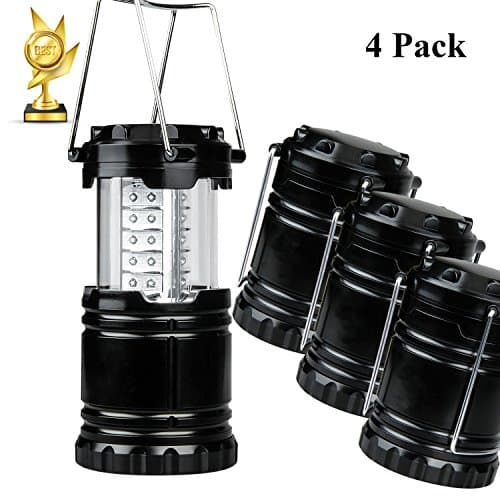 Qiwode LED Camping Lantern, 2-Pack Portable Outdoor LED Camping Lights Equipment Survival Kit for Emergency, Hurricane, Storm, Outage, Tent Light, Backpacking (Pack of 4)