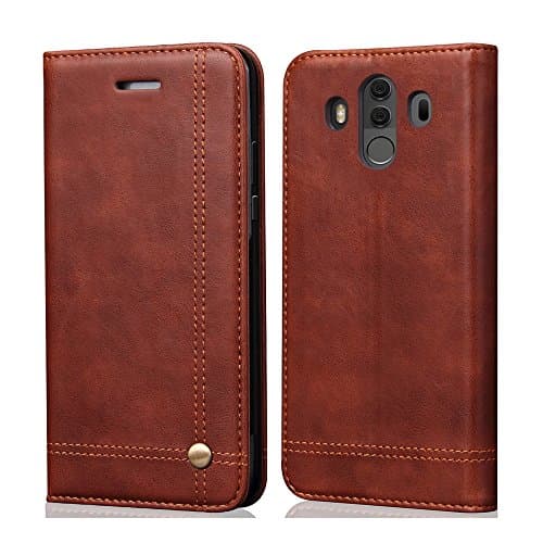 TeLoo Huawei Mate 10 Pro Case, Premium Retro PU Leather Wallet Card Slot Foldable Stand Magnetic Closure Flip Cover for Huawei Mate 10 Pro - Darkbrown