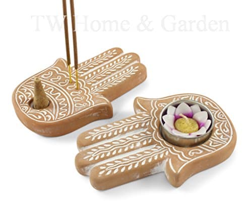 Hamsa Hand incense holder cone holder tea light holder hand shaped gift set