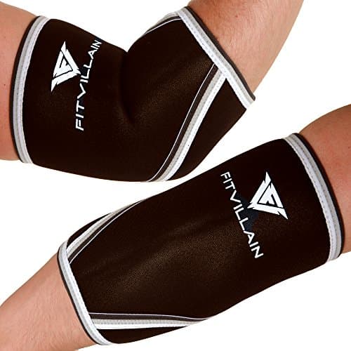 Elbow Compression Sleeve Support Wraps – Heavy Duty 5mm Neoprene Brace Straps – for Gym Weightlifting Powerlifting Strength CrossFit WODs Bar Training Workout Protection and Recovery – for Women and Men