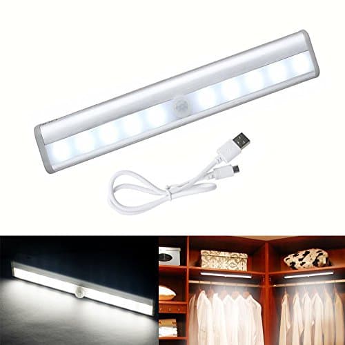 Autai Rechargeable Motion Sensor Light Portable USB Charging Wireless Auto Motion Infrared Sensing Light for Closet Cabinet Cupboard Drawer Wardrobe Staircase Night Light Wall Lamp with Magnetic Strip USB Rechargeable(Cool White)