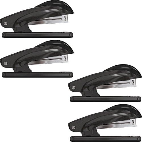 Desk Stapler Set (4 Pack) for Office, School and Home - Small, Compact, Effortless &amp; Ergonomic Metal Design - 20 Sheets Standard 24-26/6 Size - Black