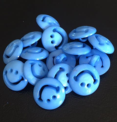 15 Blue Acrylic Smiley Face Buttons 15 mm