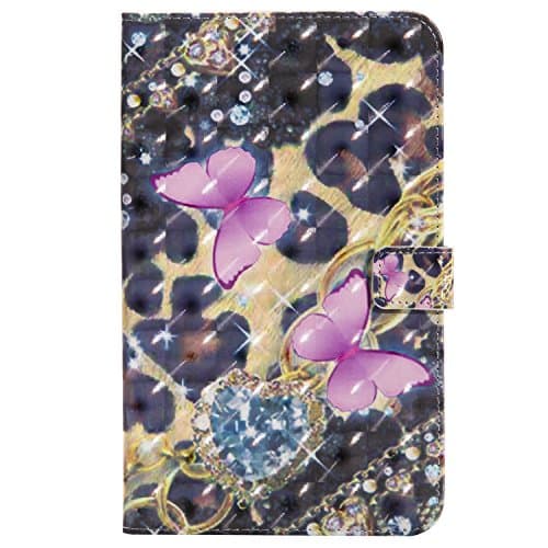 Samsung Galaxy Tab T385 Case , Multi-Function Screen Protector PU Leather , Ultra Slim Lightweight with Stand/Auto Sleep Wake-up Function Ciover Smart Case for Samsung Galaxy Tab T385 Case - Pink butterfly + 1X Dust plug & Dustproof cloth