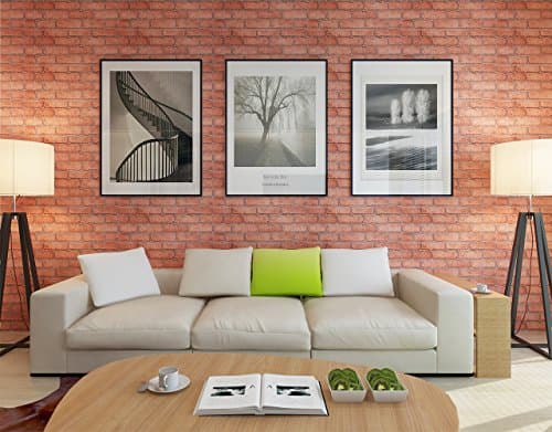 Realsun Red Brick Pattern Self adhesive Wallpaper for Wall Decor 0.6x10M (23.61" x 393.7")