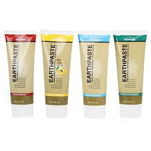 Redmon Earthpaste Natural Toothpastec 4 PACK!! (Lemon, Wintergreen, Cinnamon, Peppermint) by Earthpaste