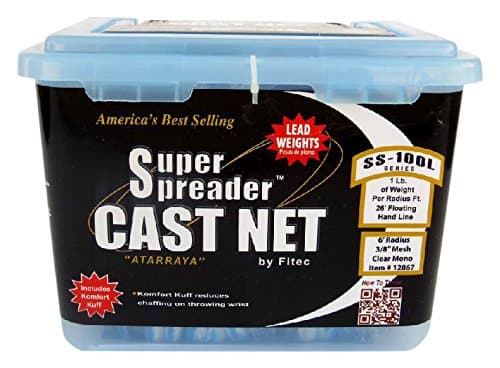 Fitec SS100-L Super Spreader Cast Net Clear 4' radius, 3/8 mesh, 1 Lb LEAD wts