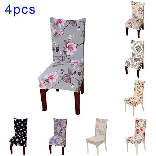 4 x Stretch Removable Washable Short Dining Chair Protector Cover by SindeRay (D)