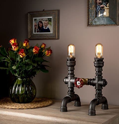 Steampunk Lamp with Industrial Light Bulb Pipe Use as Table Lamps and Steampunk Furniture