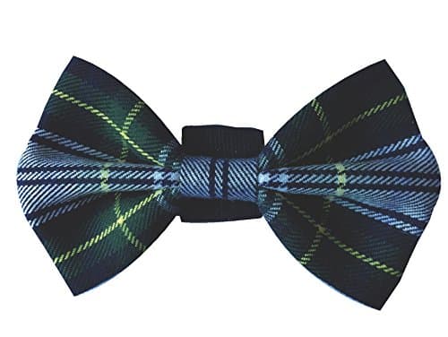green tartan dog bow tie