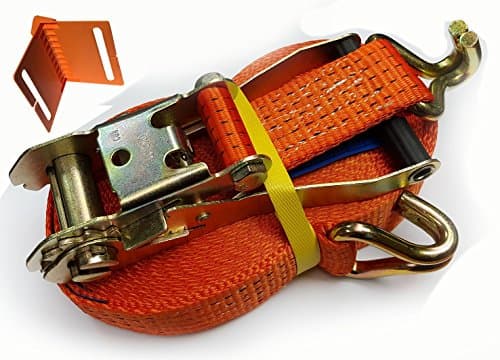 5 TONNE 10M Ratchet Strap with Claw Hook (ORANGE) with two corner protectors