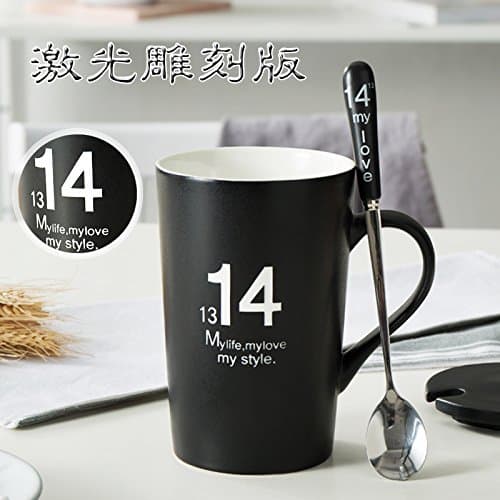 Mugcap A Personalized Mug Continental Lovely Simple Thermos Coffee Cup Customized Water Bowl Constellation Mugs Black Creative 14 Black Engraved Version of The Porcelain Cover + Boutique Scoop