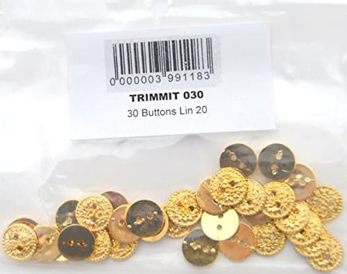 LEDUC Brass Effect House Button with Embossed Pattern, Synthetic Material, Gold, Size Lin 20, 30-Piece