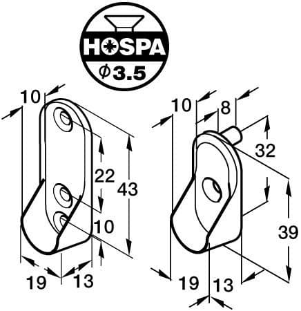 2 X SUKI HARDWARE 1 PAIR CHROME WARDROBE RAIL END SUPPORT BRACKETS OVAL (SUKI)