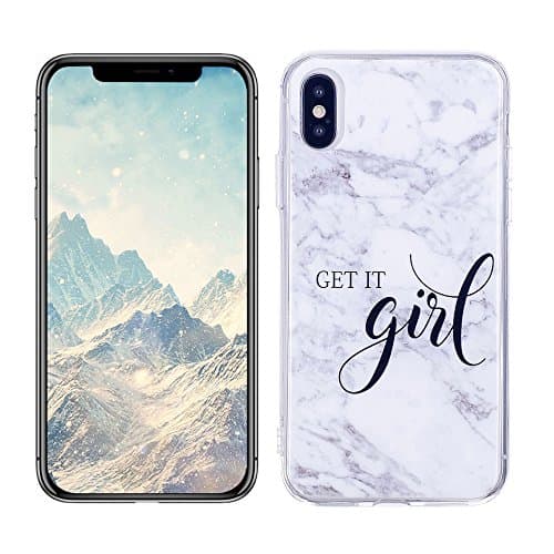 Case for iPhone X, Silingsan Marble Design Cover Ultra Thin Slim Bumper Silicone Cover Fashionable Lightweight Skin Shockproof Shell Scratch Resistance Holster Protective Back Case Cover - Girl