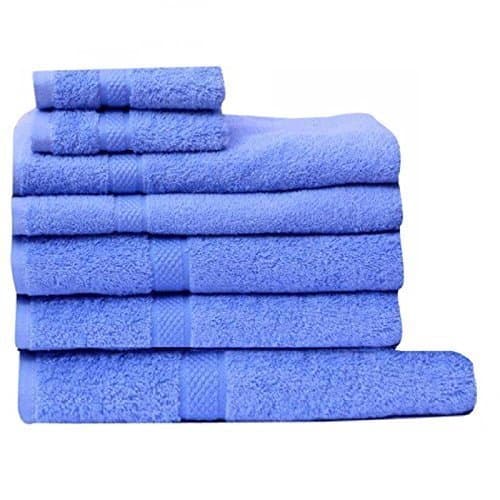 LUXURY 7 PIECE THICK SOFT COTTON HAND FACE CLOTH BATH SHEET BEACH TOWEL BALE SET (Sky Blue)