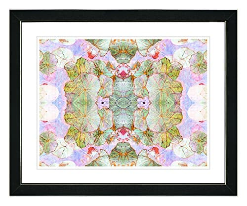 Studio Works Modern 'Tide of Time Floal Pattern-Snowpea' Framed Fine Art Print, 16-Inch x 20-Inch, Satin Black Frame