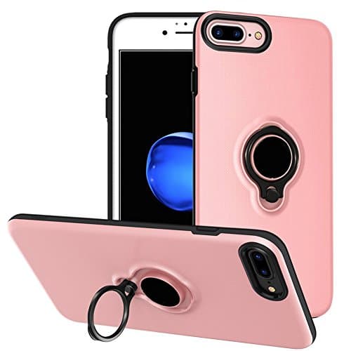 iPhone 6 Plus/6s Plus Battery Case - Veepax Premium 7200mAh Portable Charging Case for 6 Plus&amp;6s Plus&amp;7 Plus&amp;8 Plus Extended Rechargeable Power Bank with Ring Holder Magnet Kickstand - Pink