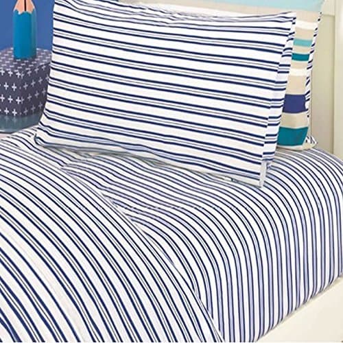 Boys Blue Stripe Fitted Double Sheet and Extra Pillowcase