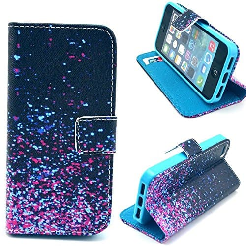 Richera Flip Leather Wallet Case for iPhone 6 6S,Book Case for iPhone 6,Creative Colorfull Points Design Folding Magnetic Pu Leather Flip Case with Stand for iPhone 6 6S 4.7 inch + Screen Protector