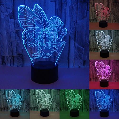 LOERO 3D Visual Creative LED Lamp 3W for Kids Night Lights Angel 7 Colors Touch Switch Control Art Lights for Night Light Baby Children Adults for Baby Bedroom Nursery Birthday Gift
