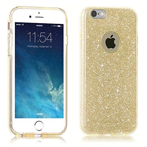 iPhone SE 5 5S Case, uiano® Sparkling Premium [3 in 1 Layers Protection] Hybrid Glitter Bling Bling TPU phone Case Cover For iPhone SE 5 5S (Gold) [Lifetime Warranty]