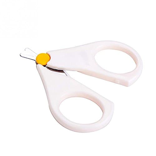 SPEEDOR First Safety Baby Nail Scissors, Rounded Tips, Protective Cover, Ergonomic Design for Infants/Toddlers (White)