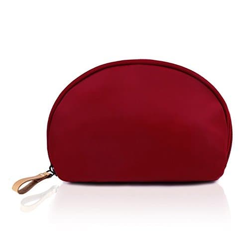 EzSos Nylon Pencil Case, Makeup Bag ,Cosmetic Half Moon Shell Purse, Travel Handy Organizer Pouch for Women, Wine Red