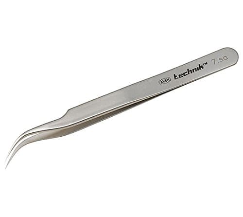Aven 18072USA, Technik Series 4.7" 7 Pattern Curved Precision Point Tweezers, Pack of 100 pcs