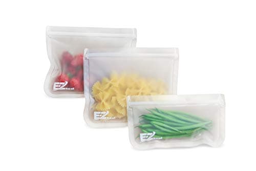 E-Z Seal EXTRA THICK Reusable PEVA Storage Bags - ideal for Food snacks, Lunch sandwiches, Make-up, Stationery, Travel Storage, Home organisation and more (2 Pack Lunch Size)