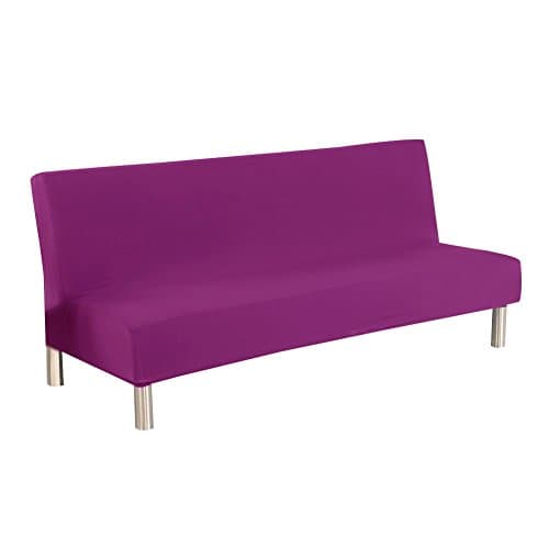 Dasior Stretch Sofa Covers 1-Piece, Folding Armless Sofa Seater Protector Couch Slipcovers Large Purple
