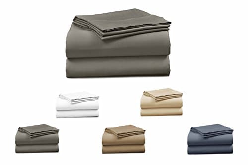 Elles Bedding Collections Bed Sheets 100% Cotton Sheet Set 400 Thread Count Wrinkle Free Bedding Set Grey King