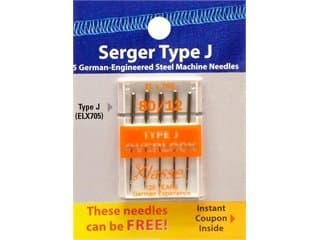 Klass Machine Needle Serger EL705-New Size 80/12 5 pc Card (5 Pack)