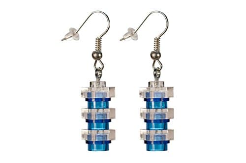 Blue Lego Dangle Earrings - Three Tier