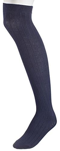 Boys Classical Ribbed Over the Knee Extra Soft Cotton Knit Dress Socks - Navy (Size 8-9)