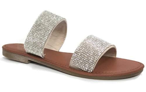 The Collection Annie Womens Double 2 Strap Sandal Low Flat Heel Slip On Slide