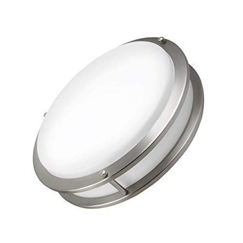 Worbest LED Flush Mount Ceiling Light, 14-inch 20W (85W Equivalent), 5000K (Daylight Glow) 1500lumens, Dimmable Damp Location Ceiling Lamp Fixture,Brushed Nickel, ETL and Energy Star Listed.