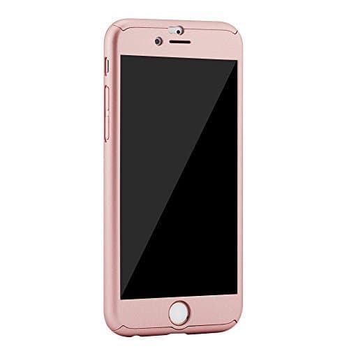 Ourdevice Full Body Protective Case Slim Case with Tempered Glass Screen Protector for Apple iPhone 6/ iPhone 6s 4.7" Rose gold3