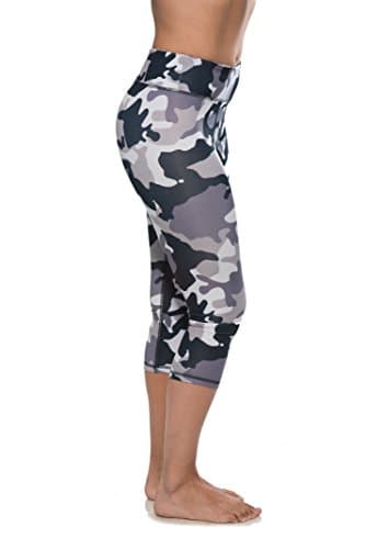 Women's Printed Camouflage Pattern Regular and Plus Size Capri Leggings Pants (X-Large)