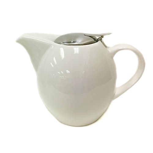 Tea Master Pearl Solid Color Teapot w/ Stainless Steel Infuser and Lid (30-Ounce, Glossy White)