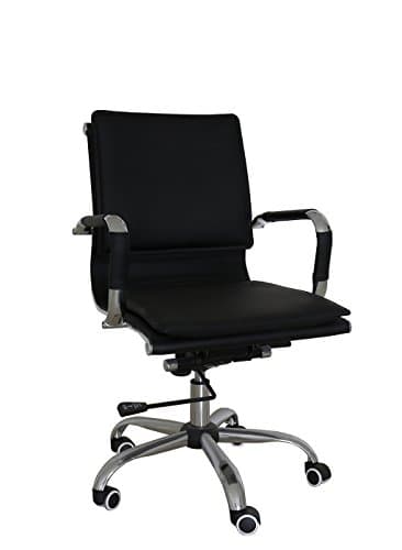 Uomax Ergonomic Executive Office Chair Mid back Bonded Leather Task Swivel Chair with Arms and Lumbar Support (Black)