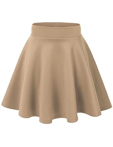 J Doe Style Women's Basic Stretchy Flared Skater Skirt , 2X, Khaki