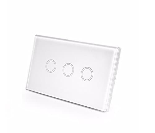 SESOO Remote Control Switch US Standard 3 Gang 1 Way RF433 Smart Wall Switch Wireless Remote Control Touch Light Switch (White)