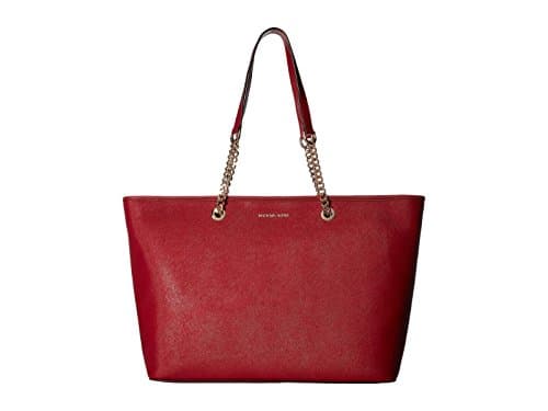 MICHAEL KORS Jet Set Chain Multifunction Leather Tote (Red)