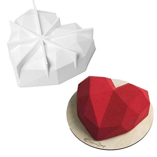 Diamond Heart Silicone Mousse Mold DIY 3D Baking Pan Mold Cake Decorating for Mousse,Chocolate Brownie,Jelly,Soap,Chiffon,Cheesecake,Fondant