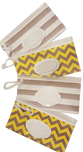 Little Stinker 4 Pack Baby Wipe Case Holder - Keeps Wipes Moist - Premium Wetwipe Cases - 2 White 2 Yellow