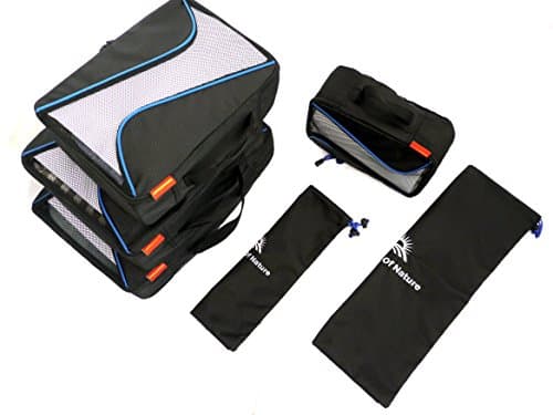 6 Pc Lightweight Packing Cube Set,Travel Luggage Organizer System ,Compression Pouches and Free Bonus -COSMETIC\SHAVING BAG , for Carry-on Luggage, Suitcase, and Backpacking