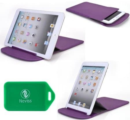 7-8 inch Universal Slim Envelope style Cover w/ FLEXI STAND in Purple for Samsung P6800 Galaxy Tab 7.7
