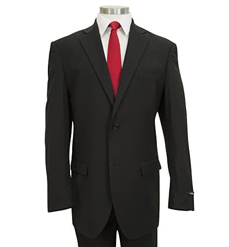 Cardinali Men's Lightweight Poly/Rayon Blend 2 Button Classic-Fit Suit [Color: Black | Size: 54 Regular / 48 Waist]